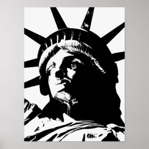 Black & White Pop Art Statue of Liberty Poster
