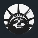 Black & White Pop Art Statue of Liberty Round Clock<br><div class="desc">New York City Symbol Buildings Images & Digital Paintings</div>