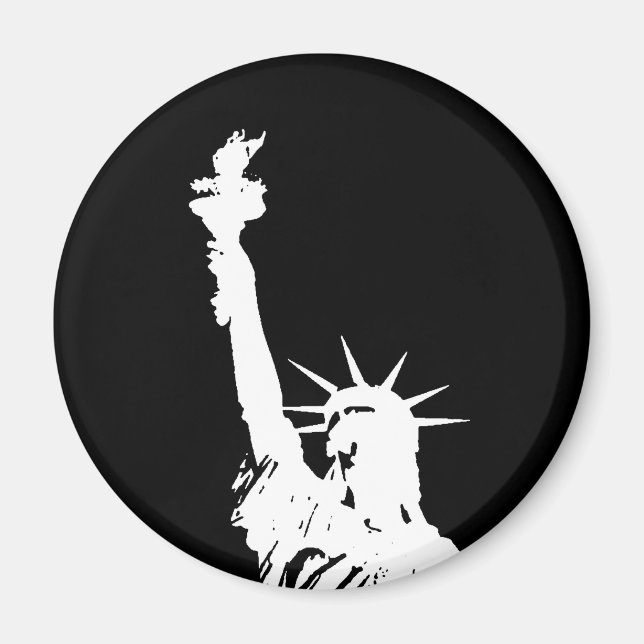 Black & White Pop Art Statue of Liberty Silhouette Magnet (Front)