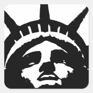 Black & White Pop Art Statue of Liberty Square Sticker