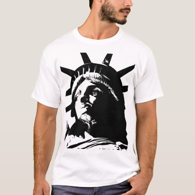 Black & White Pop Art Statue of Liberty T-Shirt (Front)
