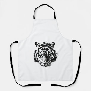 Black & White Pop Art Tiger Apron