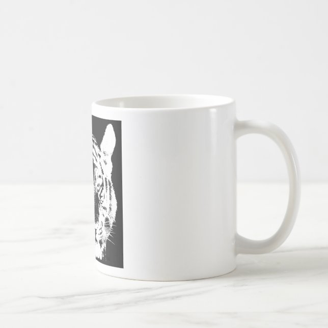 Black & White Pop Art Tiger Coffee Mug (Right)