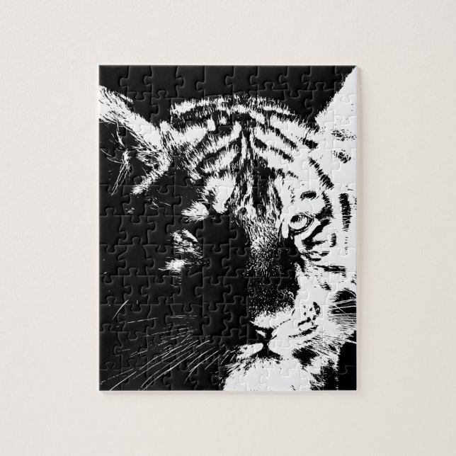 Black & White Pop Art Tiger Jigsaw Puzzle (Vertical)