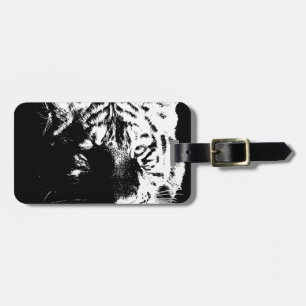 Black & White Pop Art Tiger Luggage Tag