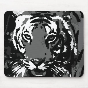 Black White Pop Art Tiger Mouse Pad