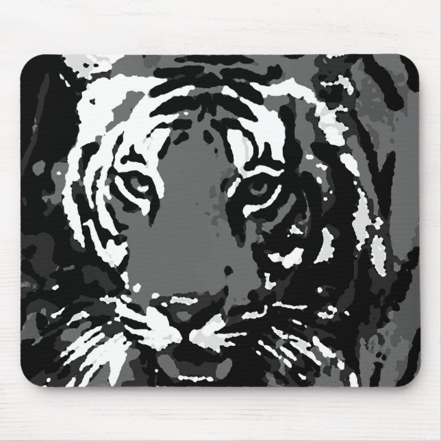 Black White Pop Art Tiger Mouse Pad (Front)