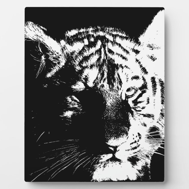 Black & White Pop Art Tiger Plaque (Front)