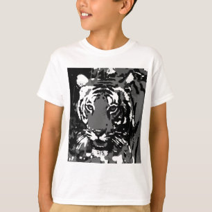 Black White Pop Art Tiger T-Shirt
