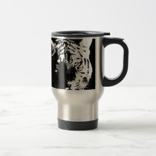 Black & White Pop Art Tiger Travel Mug