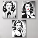 Black & White Pop Art Triptych Canvas  Foam Core Photo Tile<br><div class="desc">Introducing the 'Black & White Elegance Revival Collection' - a stunning pop art triptych canvas that brings timeless sophistication to your space. Featuring three panels in black and white, this set captures the essence of modern elegance with a retro twist. Perfect for adding a bold statement to your living room,...</div>