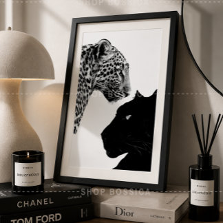 Black & White Poster Leopard & Black Panther