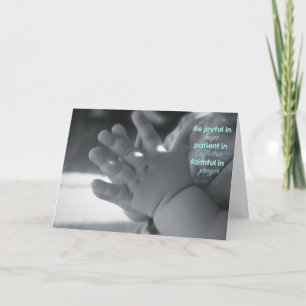 Black & White Praying Baby Hands Card