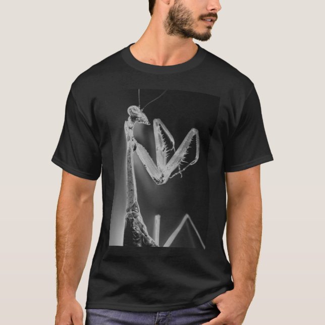 Black&White Praying Mantis T-Shirt (Front)