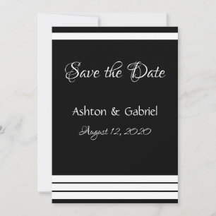 Black & White Pretty Script Wedding Save The Date