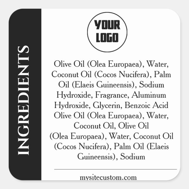 Black White Product Ingredients Sticker (Front)