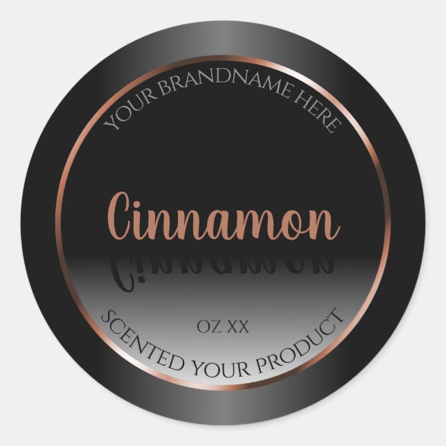 Black White Product Label Shimmery Rose Gold Frame (Front)