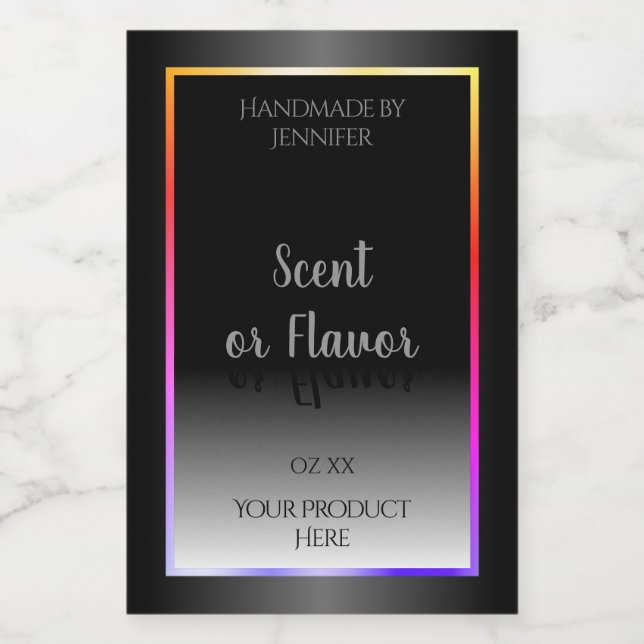 Black White Product Labels Colourful Rainbow Frame (Single Label)