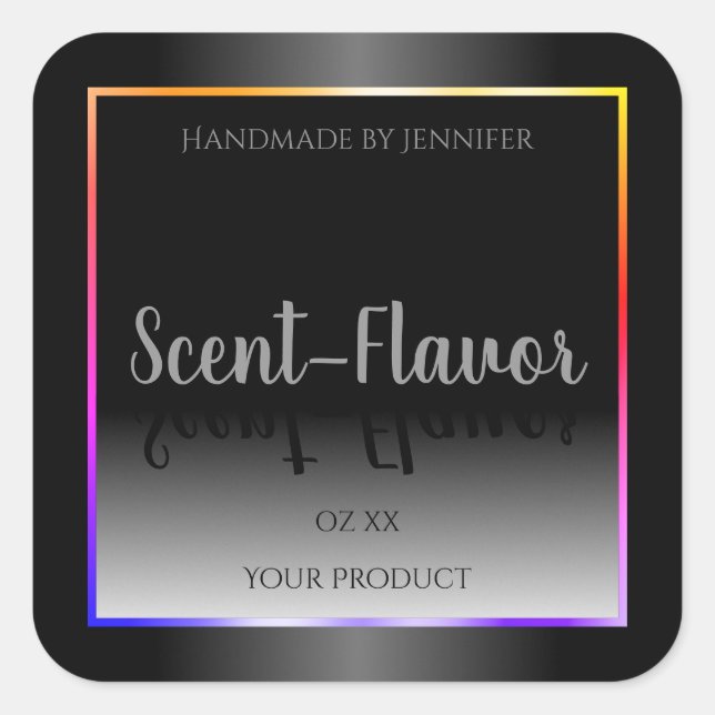 Black White Product Labels Colourful Rainbow Frame (Front)