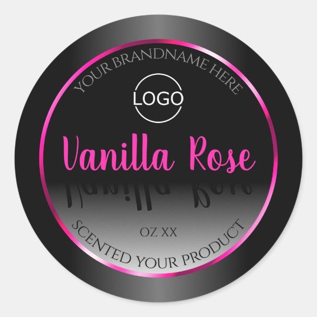 Black White Product Labels Glamour Pink Frame Logo (Front)