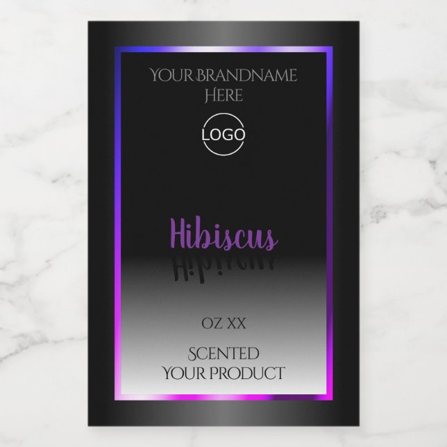 Black White Product Labels Purple Pink Frame Logo (Single Label)