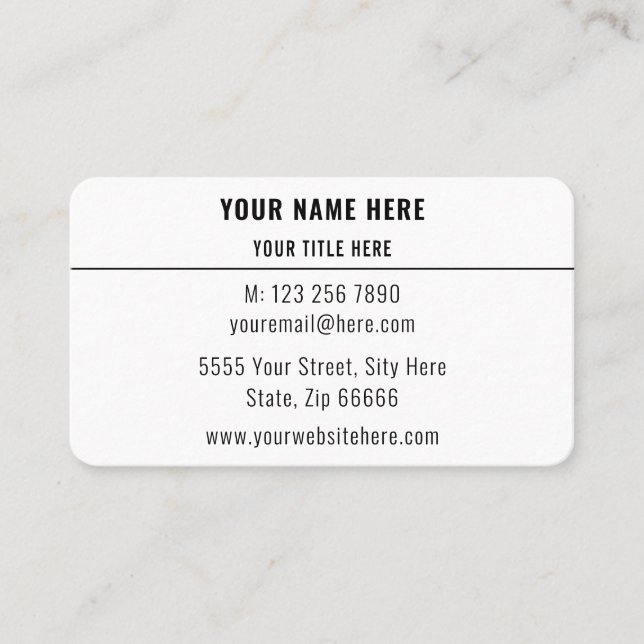 Black White Professional Business Cards Template (Front)