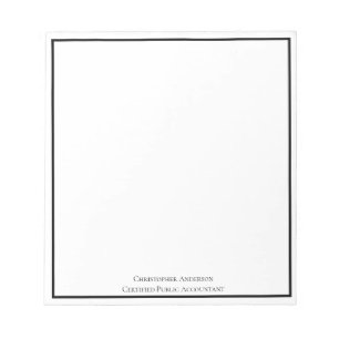Black White Professional Business Personalised  Notepad