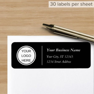 Black White Professional Company Logo Address Return Address Label
