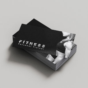 Black White Professional Fitness Personal Trainer Business Card
