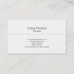 Black White Professional Manager Business Card