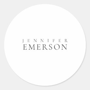 Black white professional minimalist modern plain classic round sticker