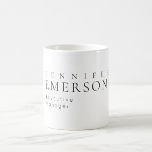 Black white professional minimalist modern plain coffee mug