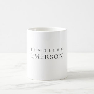 Black white professional minimalist modern plain coffee mug