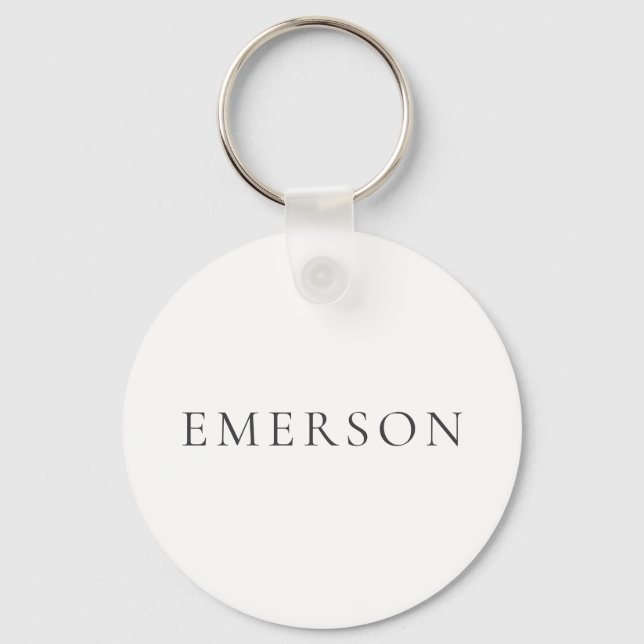 Black white professional minimalist modern plain  key ring (Front)