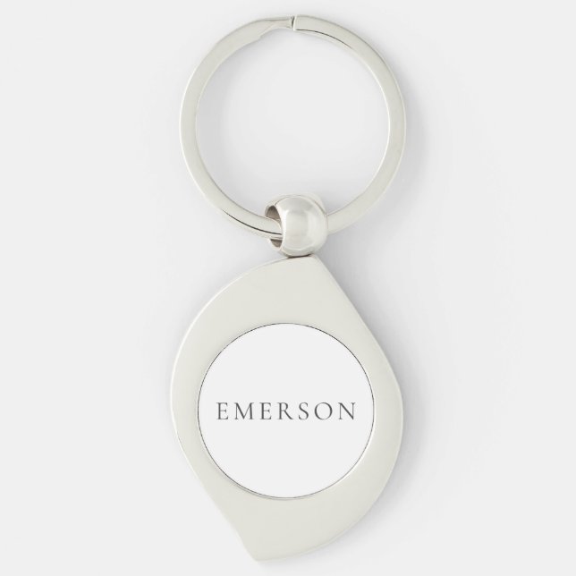 Black white professional minimalist modern plain  key ring (Front)
