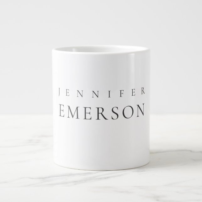 Black white professional minimalist modern plain  large coffee mug (Front)