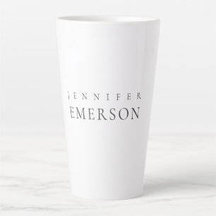 Black white professional minimalist modern plain latte mug