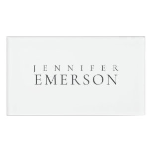 Black white professional minimalist modern plain name tag