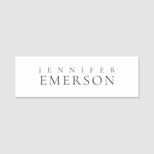 Black white professional minimalist modern plain name tag