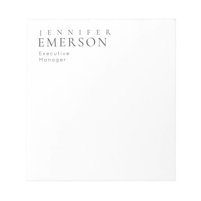 Black white professional minimalist modern plain  notepad (Front)