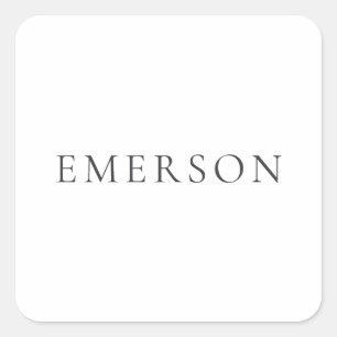 Black white professional minimalist modern plain square sticker
