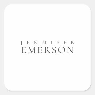 Black white professional minimalist modern plain square sticker