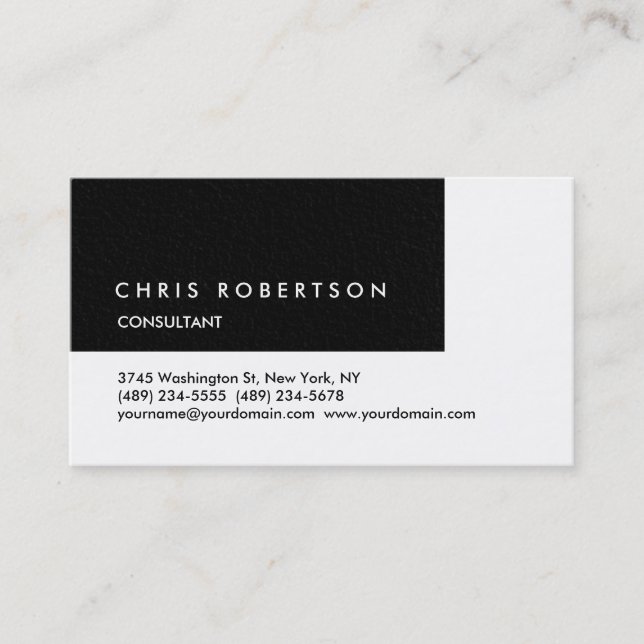 Black White Professional Modern Business Card (Front)