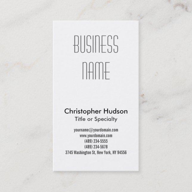 Black White Professional Plain Business Card (Front)
