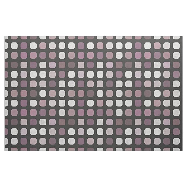 Black White Purple Retro Round Squares Art Pattern Fabric (Fat Quarter)