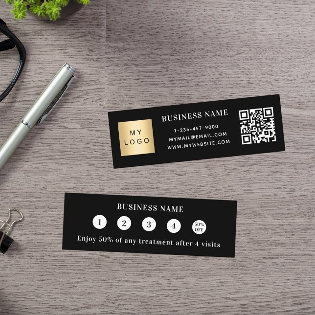 Black white qr code business logo loyalty card (Creator Uploaded)