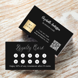Black white qr code logo loyalty card