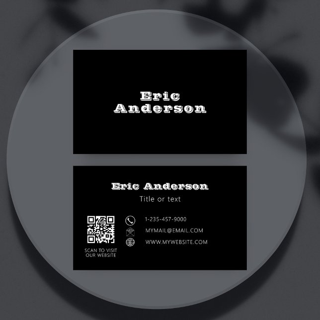 Black white QR code minimalist Business Card (Creator Uploaded)