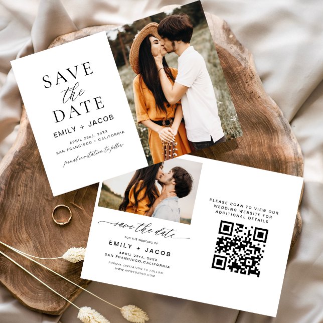 Black White QR Code Modern Save the Date Elegant  (Creator Uploaded)