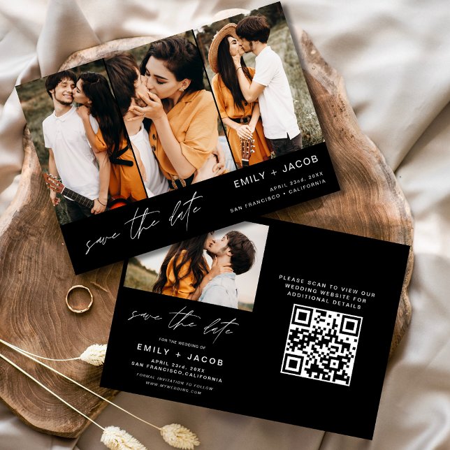 Black White QR Code Modern Save the Date Elegant  (Creator Uploaded)